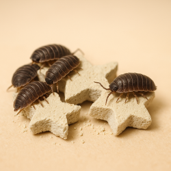 Isopods eating Misfit Farms Woodville texas calcium stars